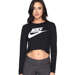Nike long sleeve crop top Black S